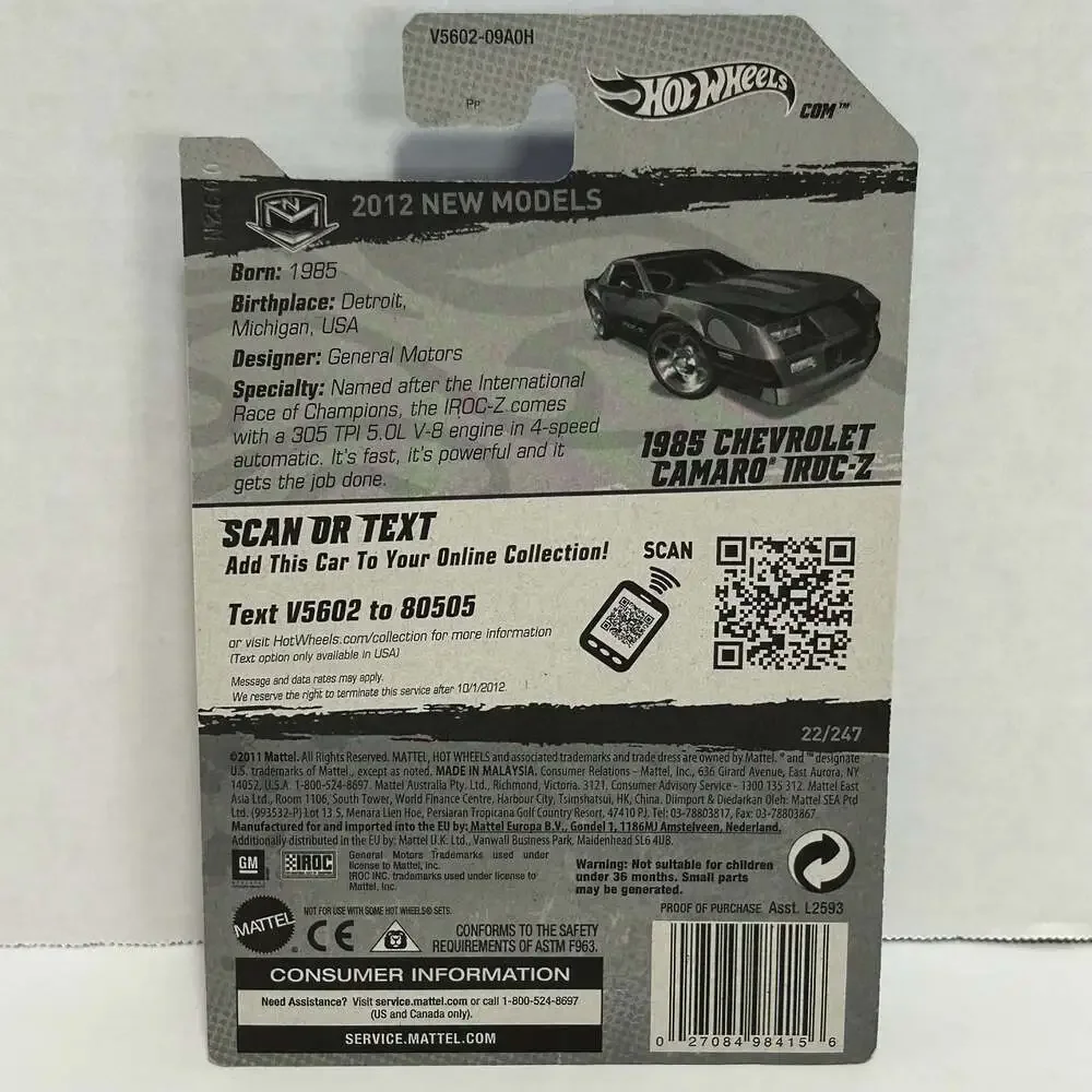 Hot Wheels 2012 New Models 1985 Chevrolet Camaro IROC-Z